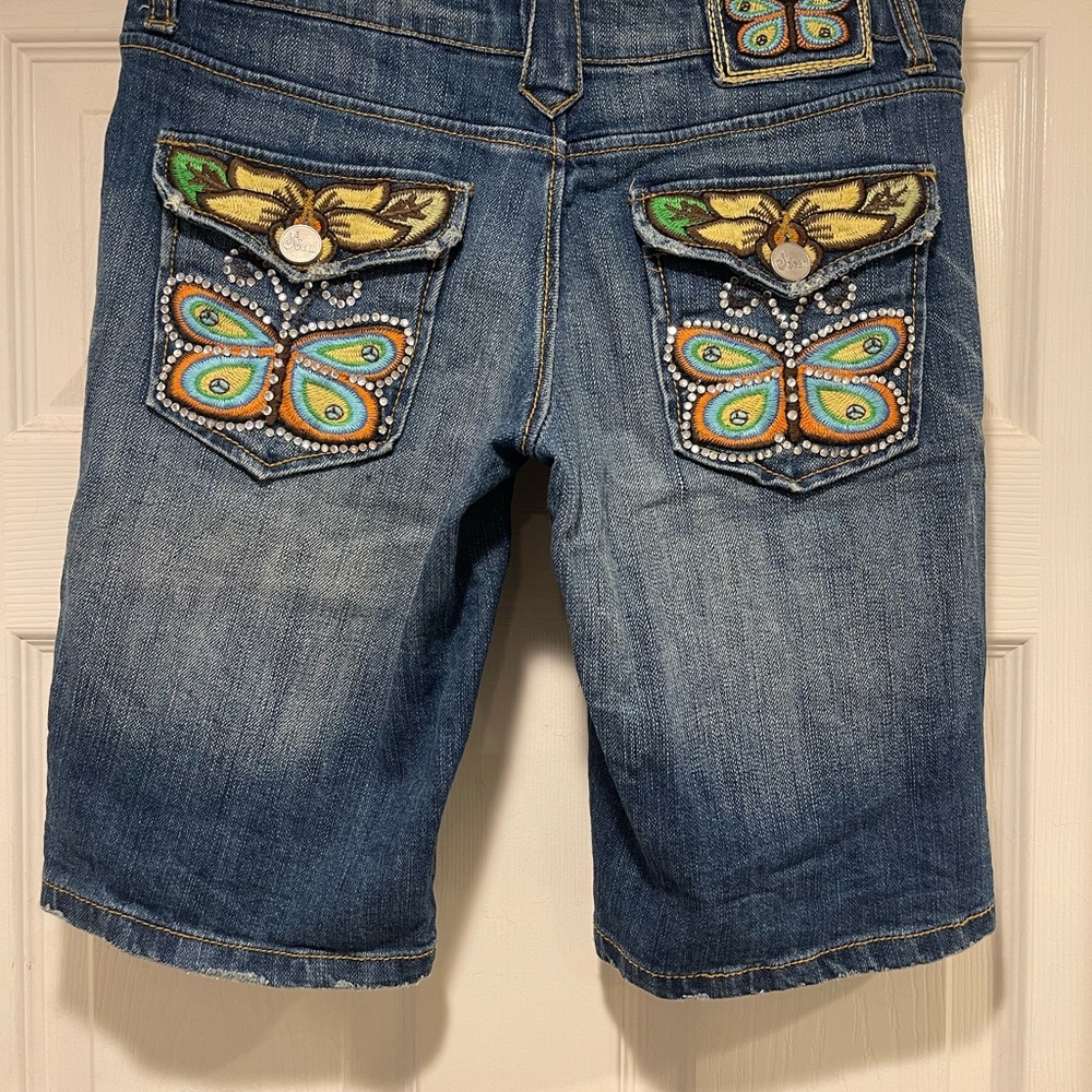 Embroidered Butterfly Jean Shorts